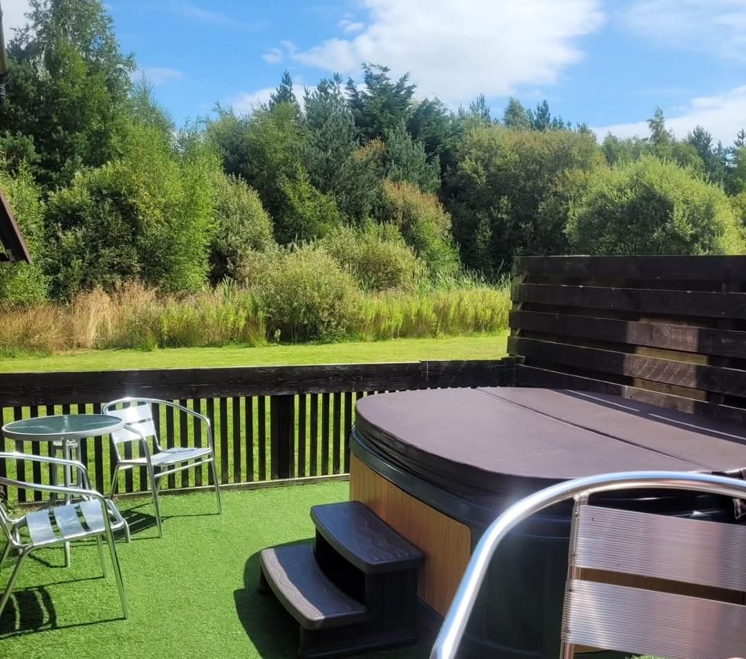 closed hot tub in the sun in our lodges in york